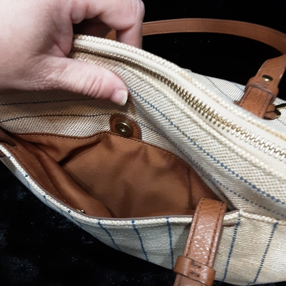 Fossil Striped Coated Canvas Shoulder Tote Bag - Picture 5 of 12